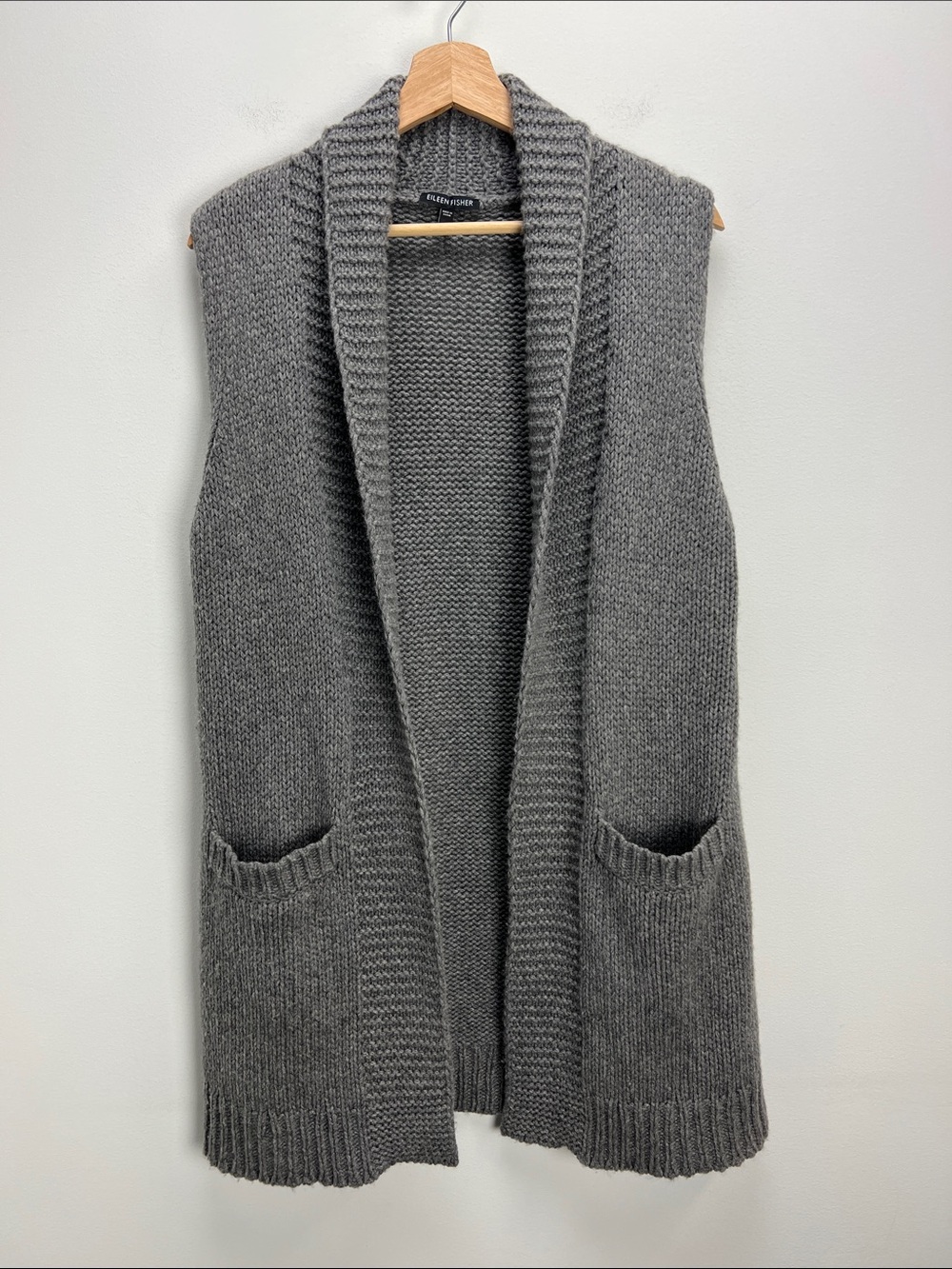 Eileen Fisher Cashmere Wool Longline Sweater Vest Womens XS Soft Minimalist
